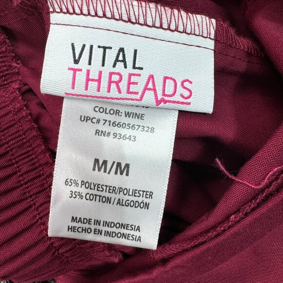 Vital Threads Wine Red Drawstring Straight Leg Scrub Pants M - Picture 3 of 9